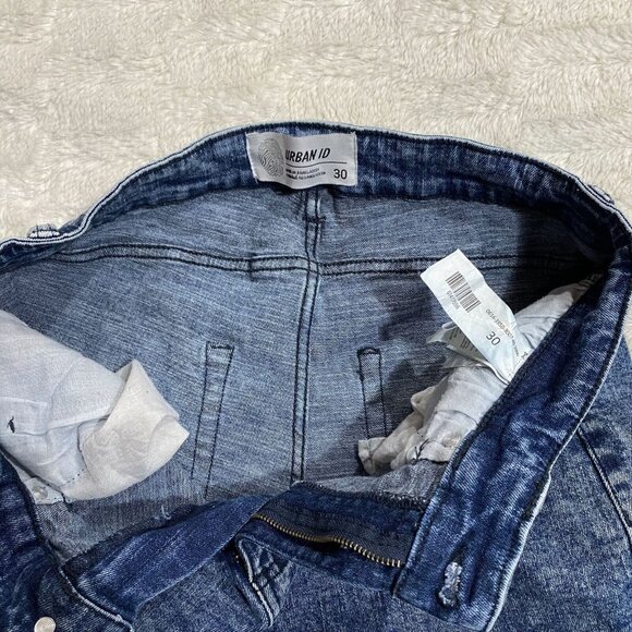 Urban Id Men's Blue Cotton Stretch Distressed Skinny Moto Denim Jeans Size 30 - Picture 9 of 10